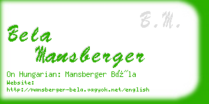 bela mansberger business card